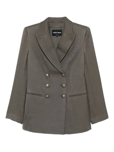 Giorgio Armani Double-breasted Blazer In Green