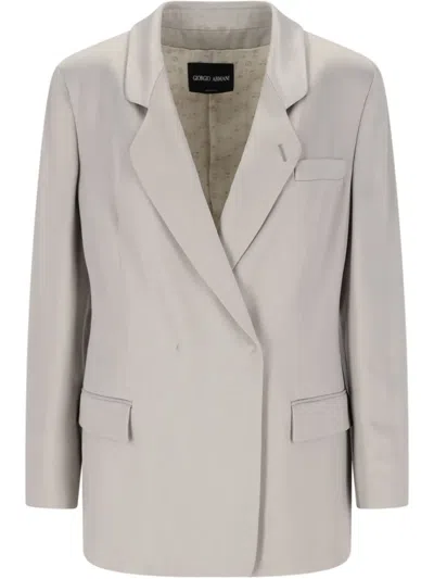 Giorgio Armani Double-breasted Blazer In Gray