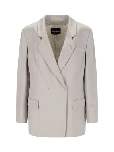 GIORGIO ARMANI GIORGIO ARMANI DOUBLE-BREASTED BLAZER – GREY