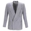 Giorgio Armani Double-breasted Blazer In Grey Cupro In Grey