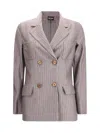 Giorgio Armani Pinstripe Double-breasted Blazer In Brown