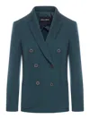 Giorgio Armani Notched-lapels Double-breasted Blazer In Green