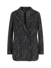 Giorgio Armani Tailored Jacket With Patterned Notched Lapels In Gray