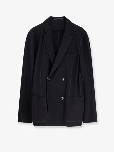 Giorgio Armani Men Double-breasted Cashmere Blazer In Black