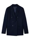 Giorgio Armani Double-breasted Cashmere Blazer In Blue