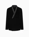 Giorgio Armani Double-breasted Giorgio's Jacket In Stretch Velvet In Black