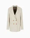 Giorgio Armani Double-breasted Jacket In A Jacquard Cashmere And Viscose Jersey In Gray