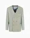 Giorgio Armani Double-breasted Jacket In Iridescent Linen Twill