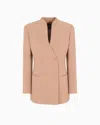 Giorgio Armani Double-breasted Jacket In Silk Cady In Pink