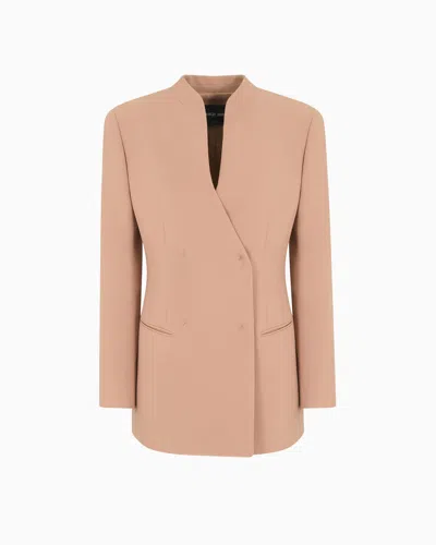 Giorgio Armani Double-breasted Jacket In Silk Cady In Pink