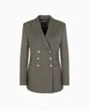 Giorgio Armani Silk Cotton Double-breasted Blazer In Gray