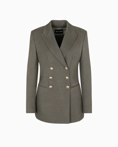 GIORGIO ARMANI DOUBLE-BREASTED JACKET IN SILK, VISCOSE AND COTTON DRILL