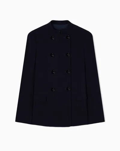 Giorgio Armani Double-breasted Jacket In Stretch Virgin Wool In Black