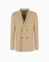 Giorgio Armani Double-breasted Jacket In Virgin Wool And Cashmere In Sand