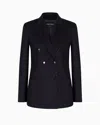 Giorgio Armani Official Store Double-breasted Jacket In Virgin Wool And Cashmere In Navy Blue