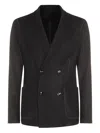 Giorgio Armani Official Store Icon Double-breasted Jacket In Fulled Cashmere Interlock In Black