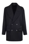 Giorgio Armani Lapel Collar Double-breasted Peacoat In Black