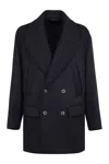 Giorgio Armani Lapel Collar Double-breasted Peacoat In Black