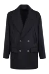 Giorgio Armani Lapel Collar Double-breasted Peacoat In Black