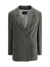 Giorgio Armani Women Double-breasted Satin Blazer In Forest