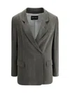 Giorgio Armani Women Double-breasted Satin Blazer In Forest