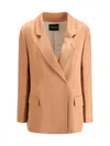 Giorgio Armani Women Double-breasted Satin Blazer In Red Clay