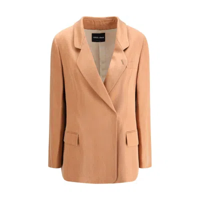 Giorgio Armani Women Double-breasted Satin Blazer In Multicolor