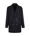 Giorgio Armani Lapel Collar Double-breasted Peacoat In Black