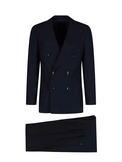 Giorgio Armani Double-breasted Suit In Blue