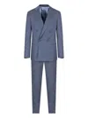 Giorgio Armani Soho Line Double-breasted Denim-effect Cashmere And Stretch Cotton Suit In Blue