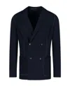 Giorgio Armani Double-breasted Suit Jacket In Blue