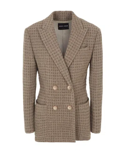 GIORGIO ARMANI DOUBLE-BREASTED TEXTURED BLAZER