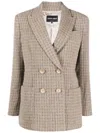 Giorgio Armani Seersucker Cashmere Double-breast Blazer In Neutrals