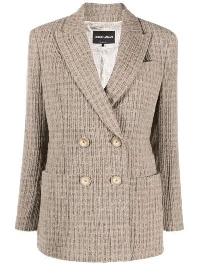 GIORGIO ARMANI DOUBLE-BREASTED TEXTURED BLAZER