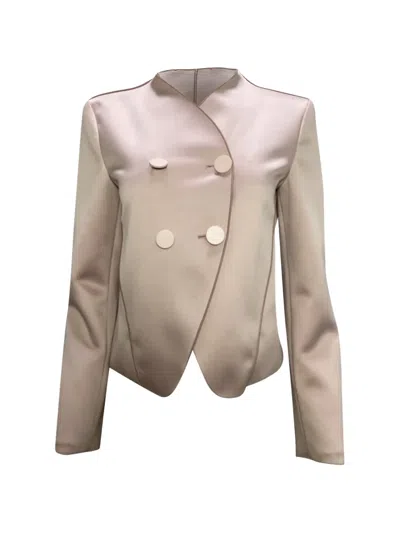 Pre-owned Giorgio Armani Double-breasted Uncollared Jacket In Pink