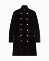 Giorgio Armani Velvet-effect Double-breasted Coat In Black