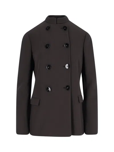 Giorgio Armani Double-breasted Virgin Wool Blazer In Black