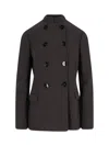 Giorgio Armani Tailored Jacket With Double-breasted Button Detailing In Brown