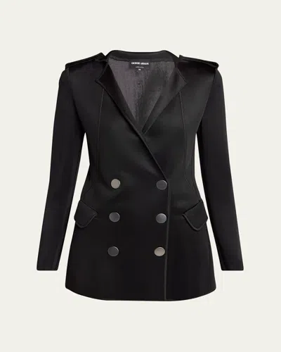 Giorgio Armani Double-breasted Viscose Jersey Blazer