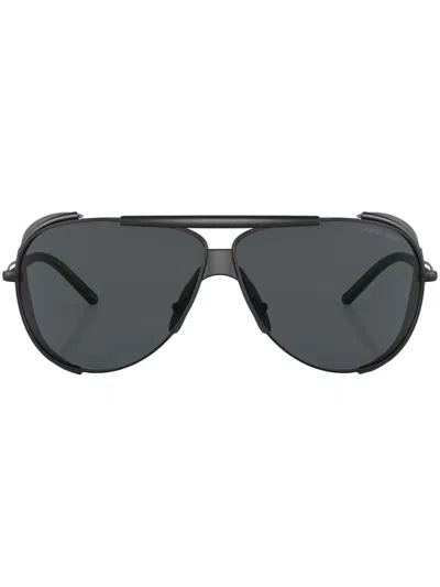 Giorgio Armani Double-bridge Pilot-frame Sunglasses In Black