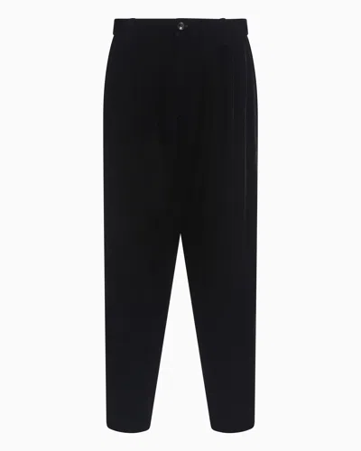 Giorgio Armani Double-darted Velvet Trousers In Black