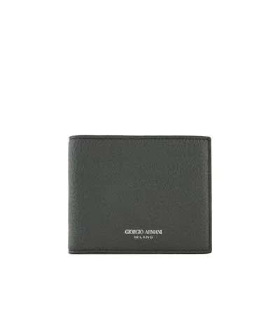 Giorgio Armani Bifold Leather Wallet In Black