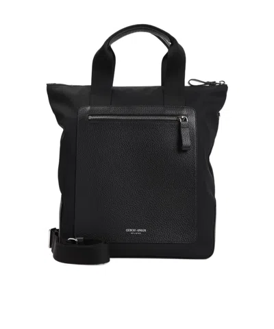 Giorgio Armani Double Handle Shoulder Bag In Black