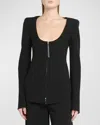 Giorgio Armani Double-jersey Virgin Wool Zip Jacket In Solid Black