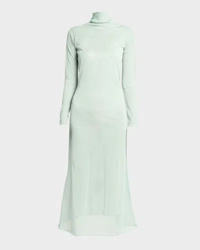 Giorgio Armani Double-layer Open-back Lurex Jersey Midi Dress In Water