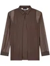 Giorgio Armani Double-layer Silk Top In Brown