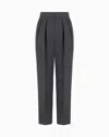 Giorgio Armani Double-pleat, Silk-shantung Trousers In Gray
