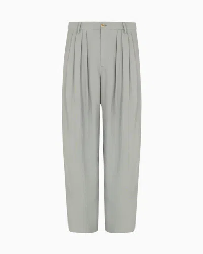 Giorgio Armani Double-pleat Trousers In A Micro-textured Viscose Blend In Sand