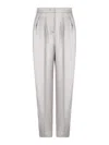 Giorgio Armani Grey Double Silk Satin Trousers In Grey