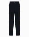 Giorgio Armani Double-pleat Trousers In Virgin Wool In Blue